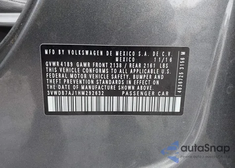 2017 Volkswagen Jetta 1.4T Se from USA, damaged, VIN 3VWDB7AJ1HM292632